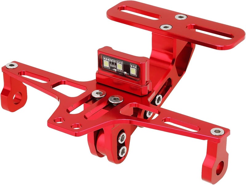Windance Motorcycle License Plate Bracket,Universal Adjustable Fender Eliminator Kit, CNC Aluminum Tail Tidy holder with LED light (Red) - Image 4